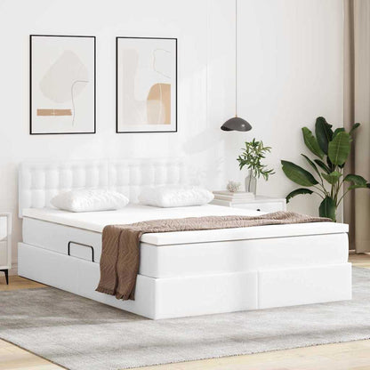 Letto con contenitore e LED con led Bianco Puro 140 x 200 cm | homemem39