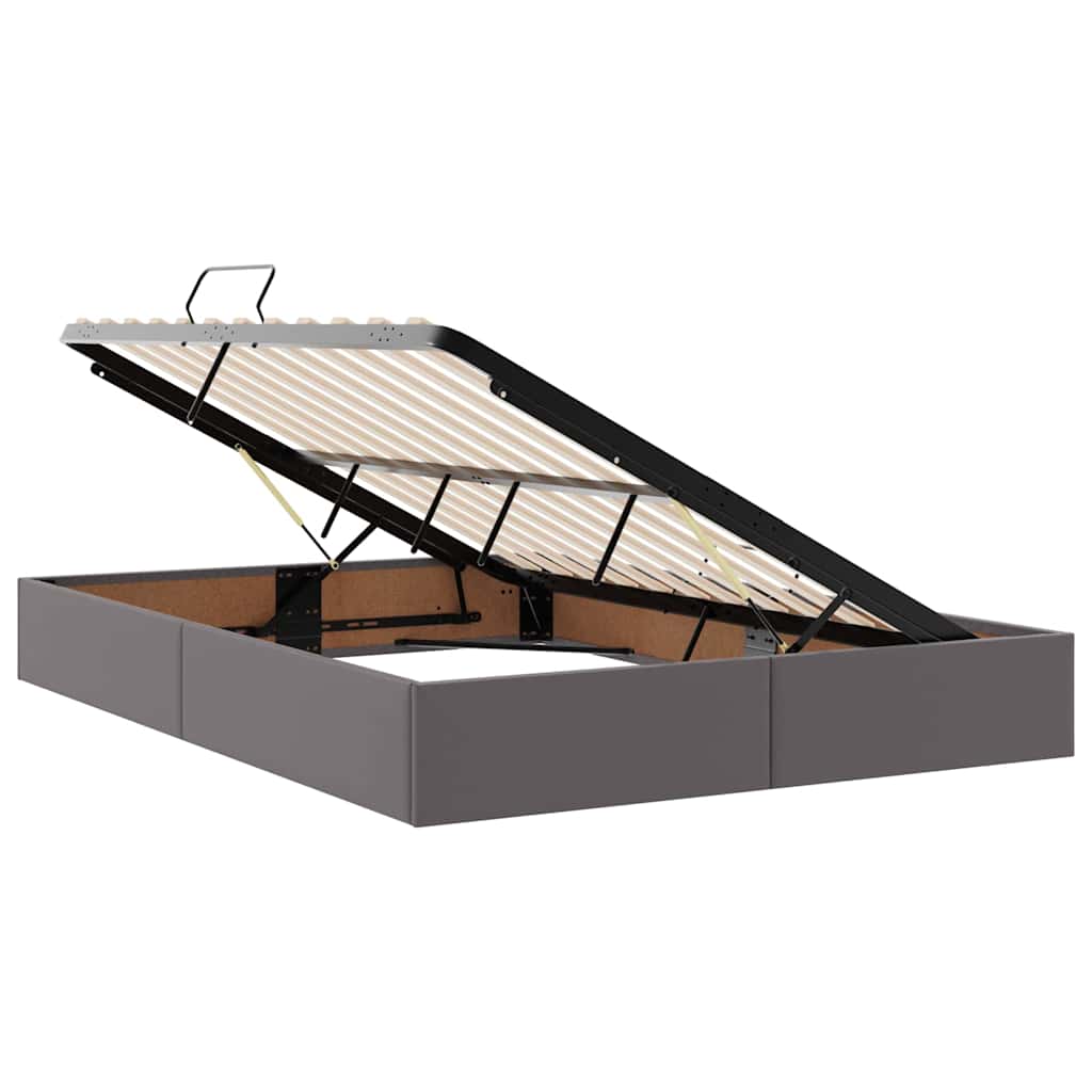 Letto con contenitore e LED Grigio 140 x 200 cm Pelle Sintetica | homemem39