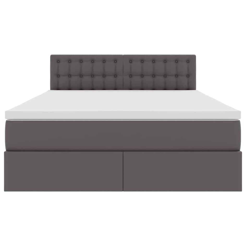 Letto con contenitore e LED Grigio 140 x 200 cm Pelle Sintetica