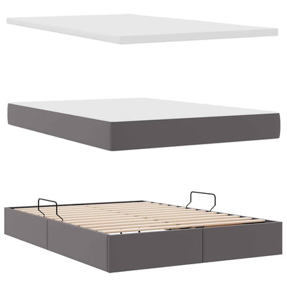 Letto con contenitore e LED Grigio 140 x 200 cm Pelle Sintetica | homemem39