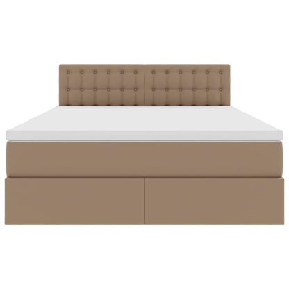 Letto con contenitore e LED con led Cappuccino 140 x 200 cm | homemem39
