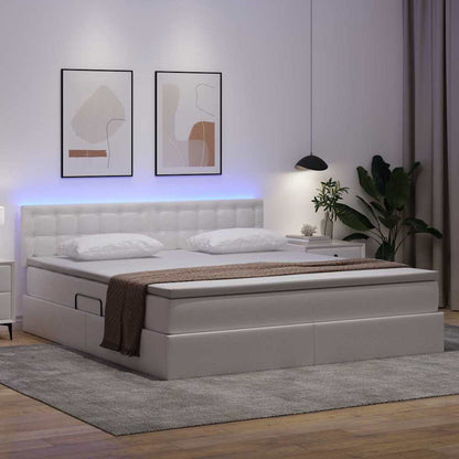 Letto con contenitore e LED Bianco Puro 160 x 200 cm