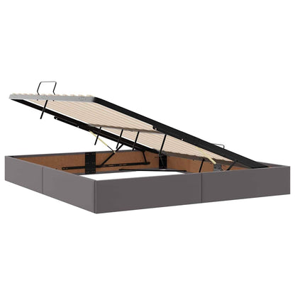Letto con contenitore e LED Grigio 160 x 200 cm Pelle Sintetica | homemem39