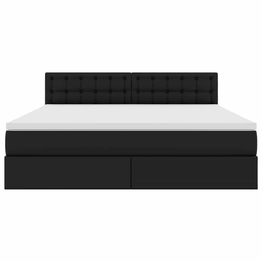 Letto con contenitore e LED Nero 180 x 200 cm Pelle Sintetica