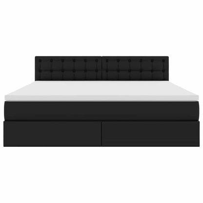 Letto con contenitore e LED Nero 180 x 200 cm Pelle Sintetica