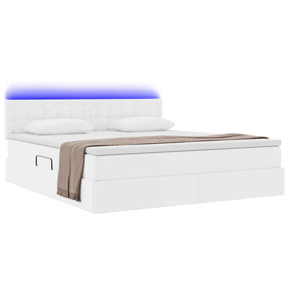 Letto con contenitore e LED Bianco Puro 180 x 200 cm
