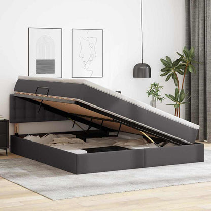 Letto con contenitore e LED Grigio 180 x 200 cm Pelle Sintetica | homemem39