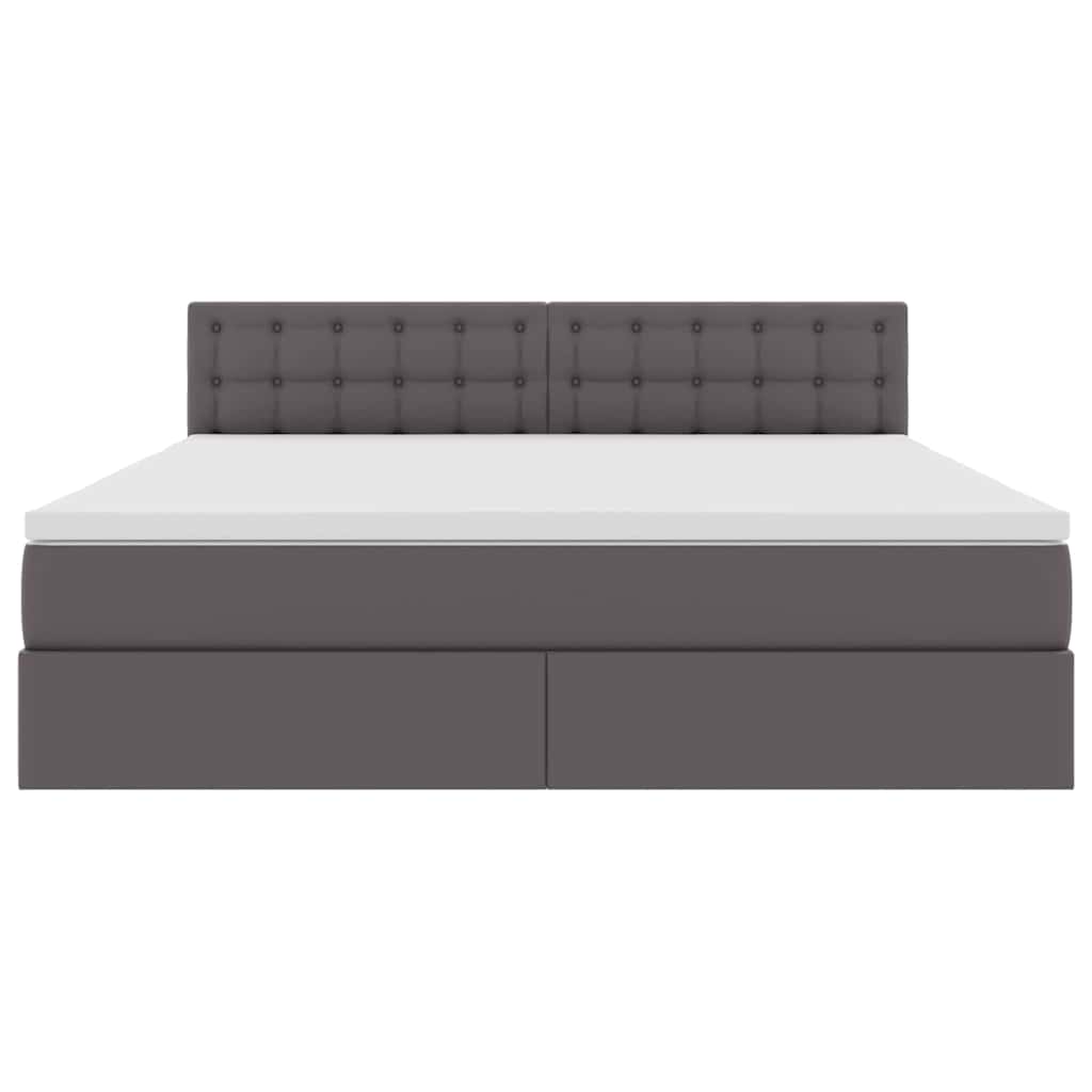 Letto con contenitore e LED Grigio 180 x 200 cm Pelle Sintetica