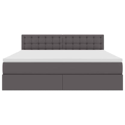 Letto con contenitore e LED Grigio 180 x 200 cm Pelle Sintetica