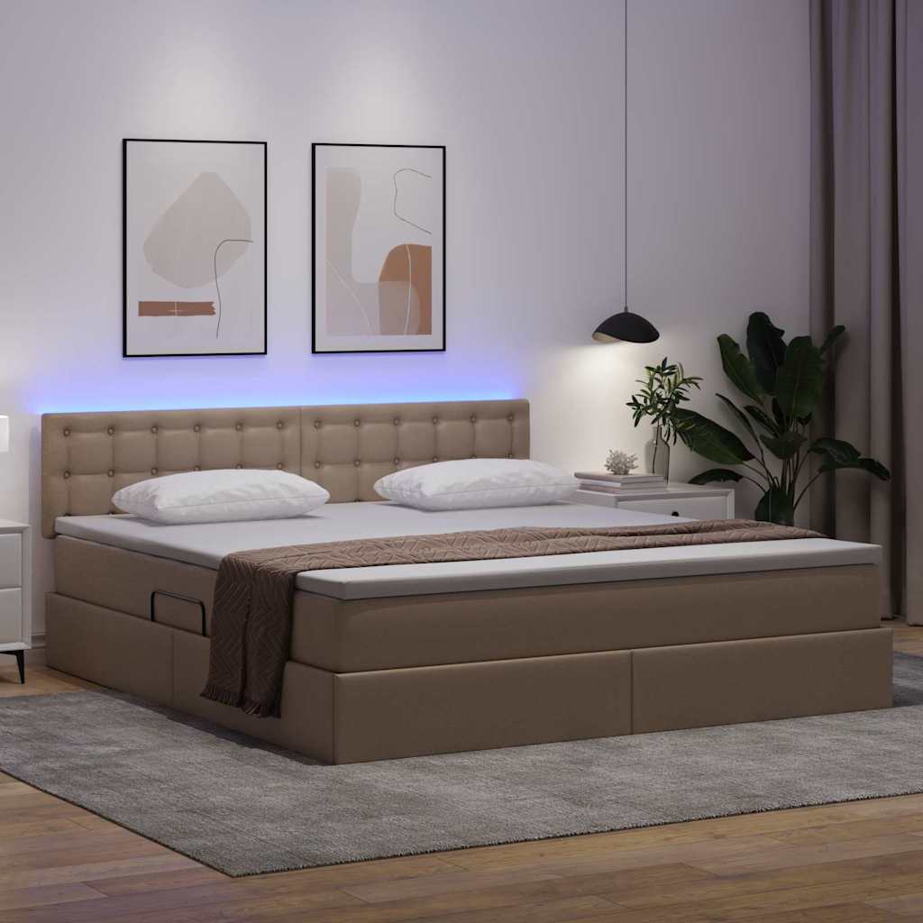 Letto con contenitore e LED con led Cappuccino 180 x 200 cm | homemem39