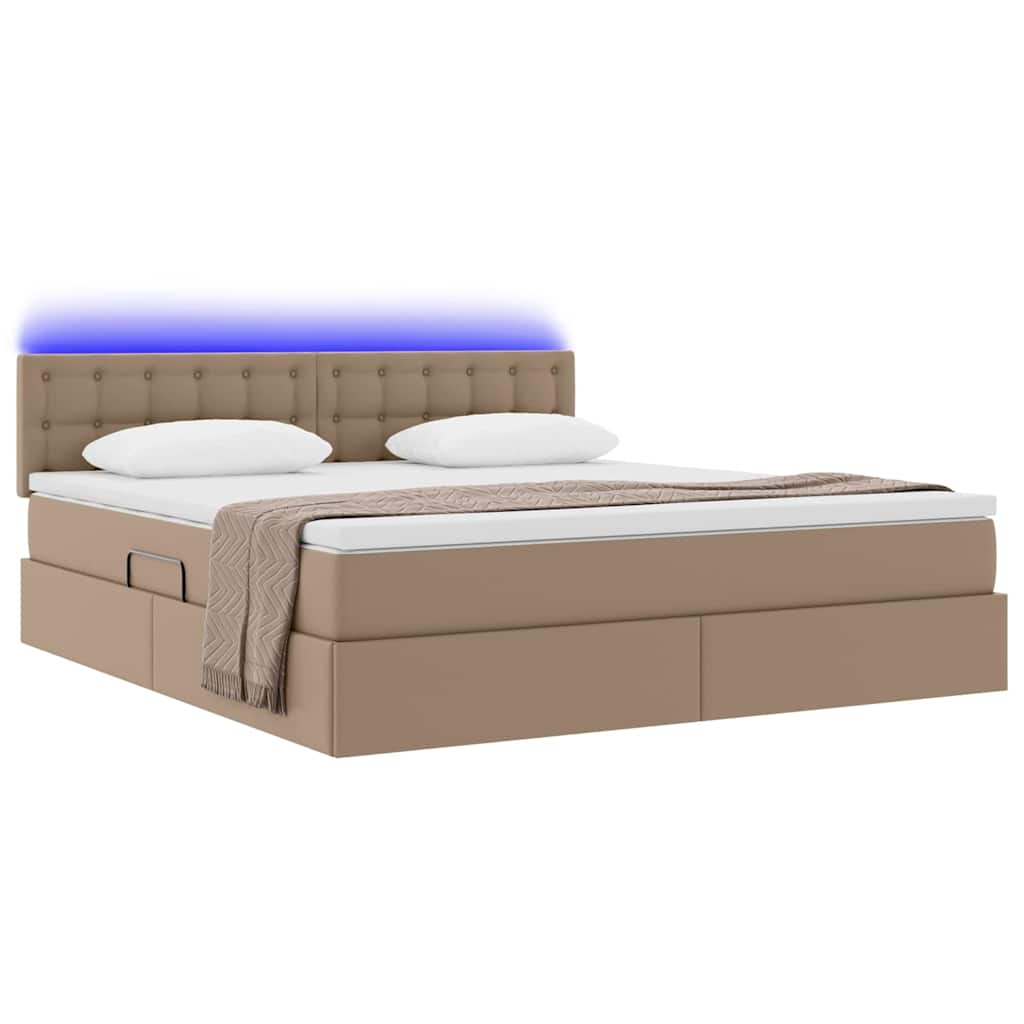 Letto con contenitore e LED con led Cappuccino 180 x 200 cm | homemem39
