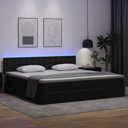 Letto con contenitore e LED con led Grigio chiaro 200 x 200 cm | homemem39