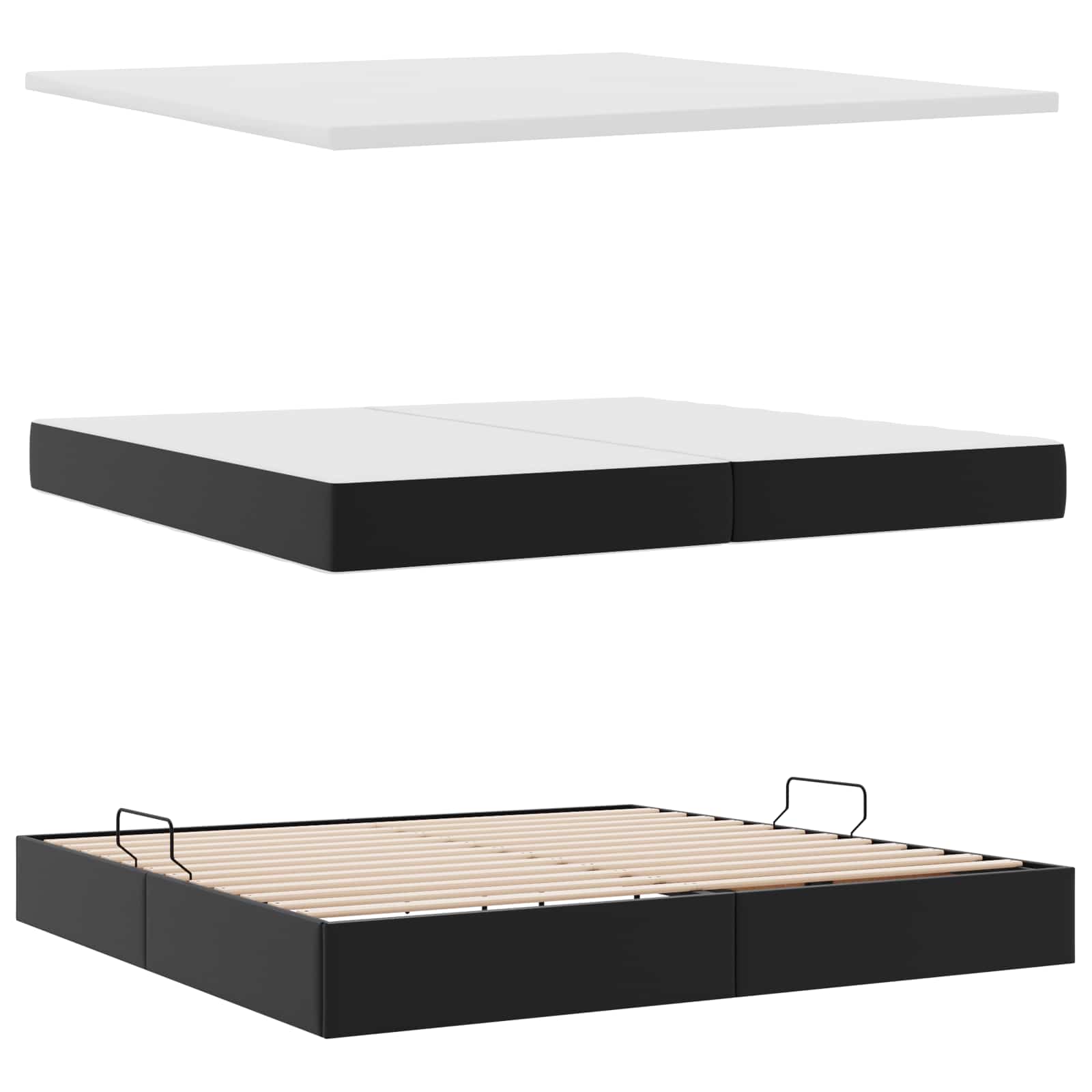 Letto con contenitore e LED con led Grigio chiaro 200 x 200 cm | homemem39