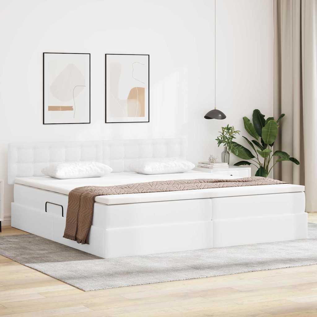 Letto con contenitore e LED con led Grigio chiaro 200 x 200 cm | homemem39