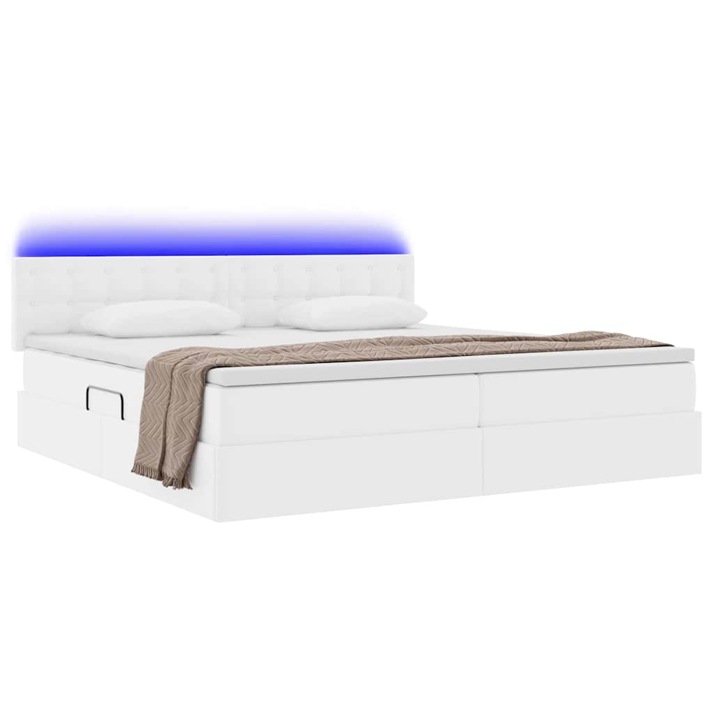 Letto con contenitore e LED con led Grigio chiaro 200 x 200 cm | homemem39