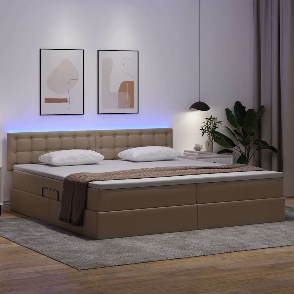 Letto con contenitore e LED con led Grigio chiaro 200 x 200 cm | homemem39