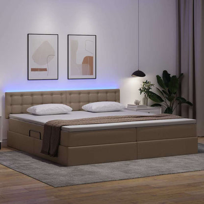 Letto con contenitore e LED con led Grigio chiaro 200 x 200 cm | homemem39