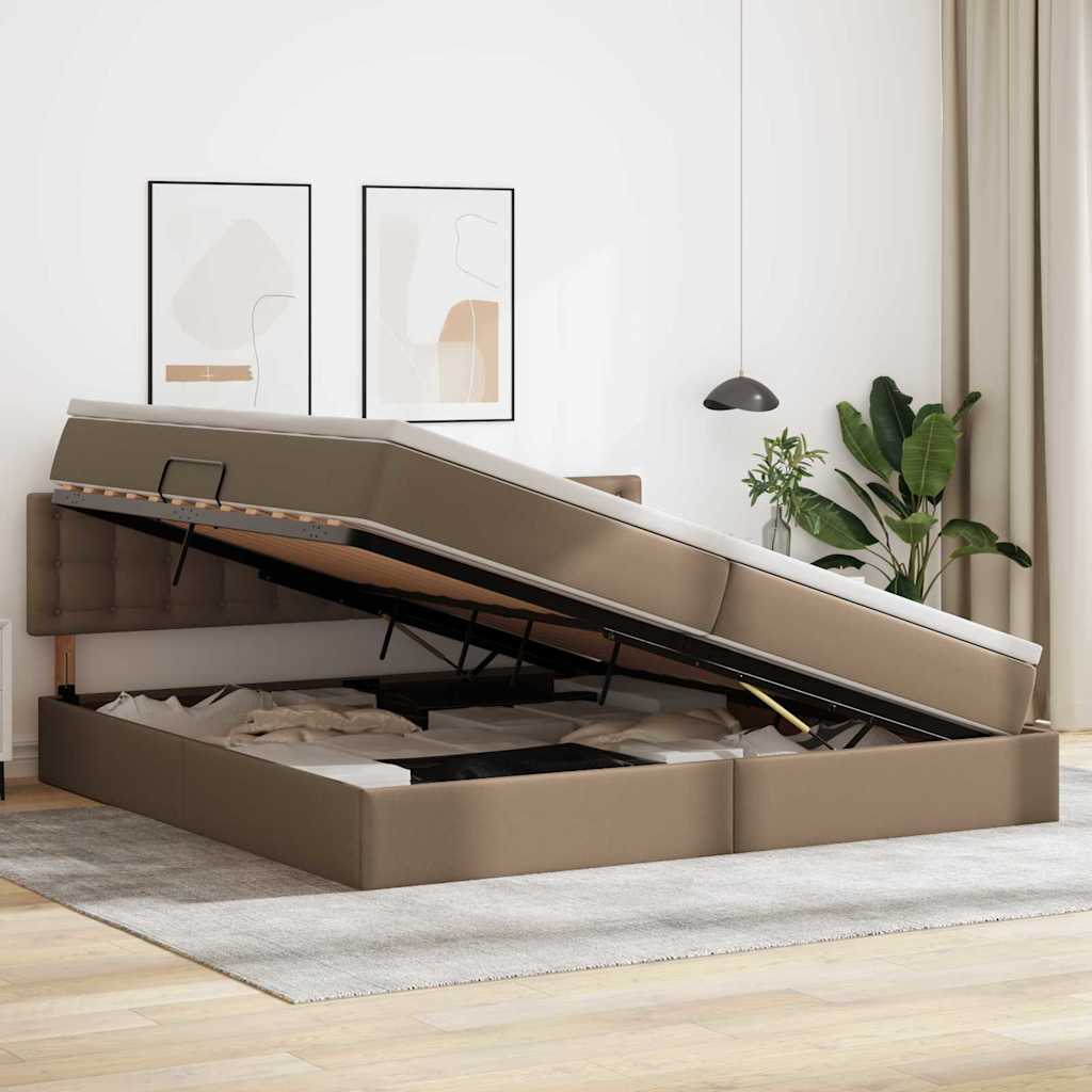 Letto con contenitore e LED con led Grigio chiaro 200 x 200 cm | homemem39