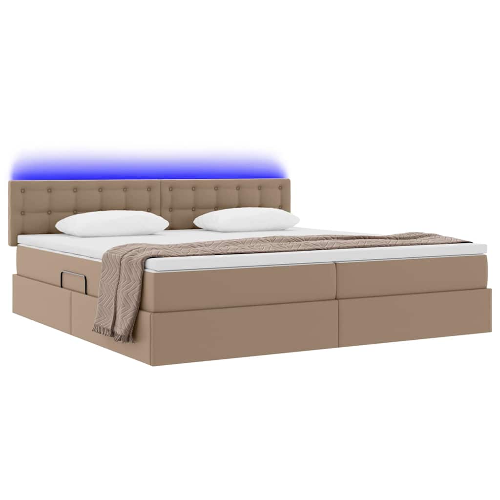Letto con contenitore e LED con led Grigio chiaro 200 x 200 cm | homemem39