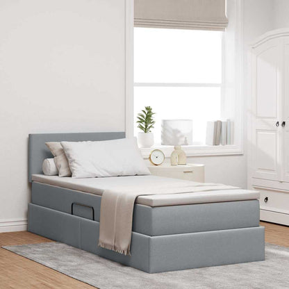 Letto con contenitore e LED Grigio chiaro 90 x 190 cm Tessuto | homemem39