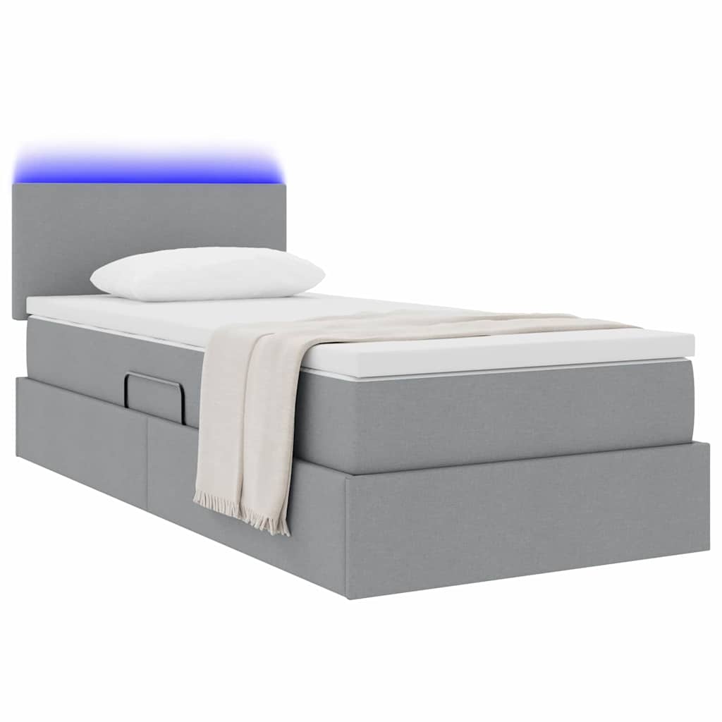 Letto con contenitore e LED Grigio chiaro 90 x 190 cm Tessuto | homemem39