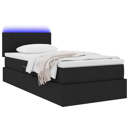 Letto con contenitore e LED con led Nero 90 x 190 cm Tessuto | homemem39