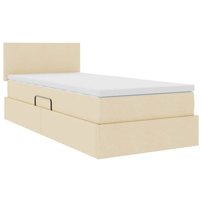 Letto con contenitore e LED con led Crema 90 x 190 cm Tessuto | homemem39