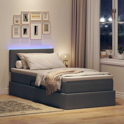Letto con contenitore e LED Grigio scuro 90 x 200 cm Tessuto | homemem39