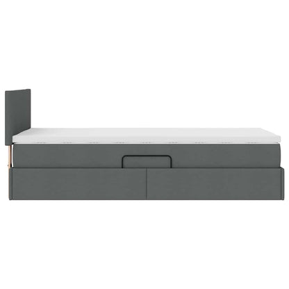 Letto con contenitore LED e materasso Grigio Scuro 90 x 200 cm