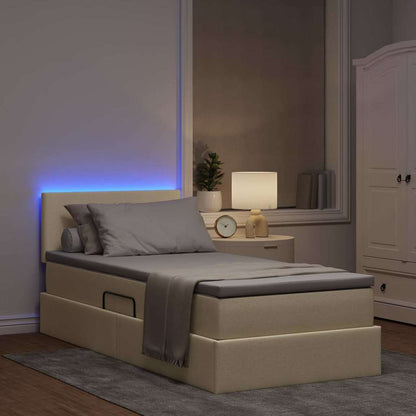 Letto con contenitore e LED con led Crema 90 x 200 cm Tessuto | homemem39
