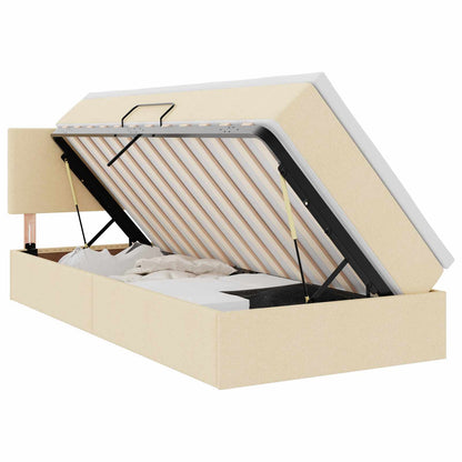 Letto con contenitore e LED con led Crema 90 x 200 cm Tessuto | homemem39