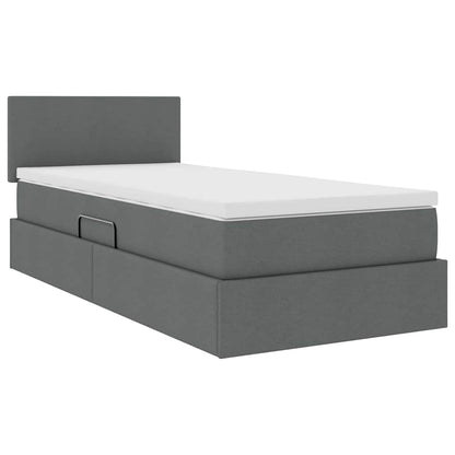 Letto con contenitore e LED Grigio scuro 100 x 200 cm Tessuto | homemem39
