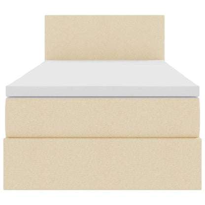 Letto con contenitore LED e materasso Crema 100 x 200 cm