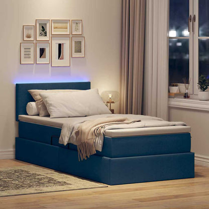 Letto con contenitore e LED con led Blu 100 x 200 cm Tessuto | homemem39