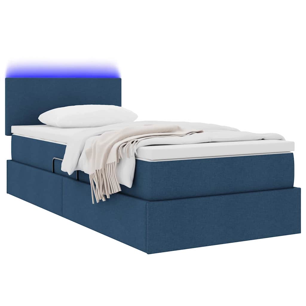 Letto con contenitore e LED con led Blu 100 x 200 cm Tessuto | homemem39