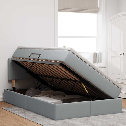 Letto con contenitore e LED Grigio chiaro 120 x 190 cm Tessuto | homemem39