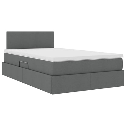 Letto con contenitore LED e materasso Grigio Scuro 120 x 190 cm