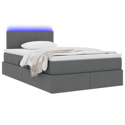 Letto con contenitore LED e materasso Grigio Scuro 120 x 190 cm