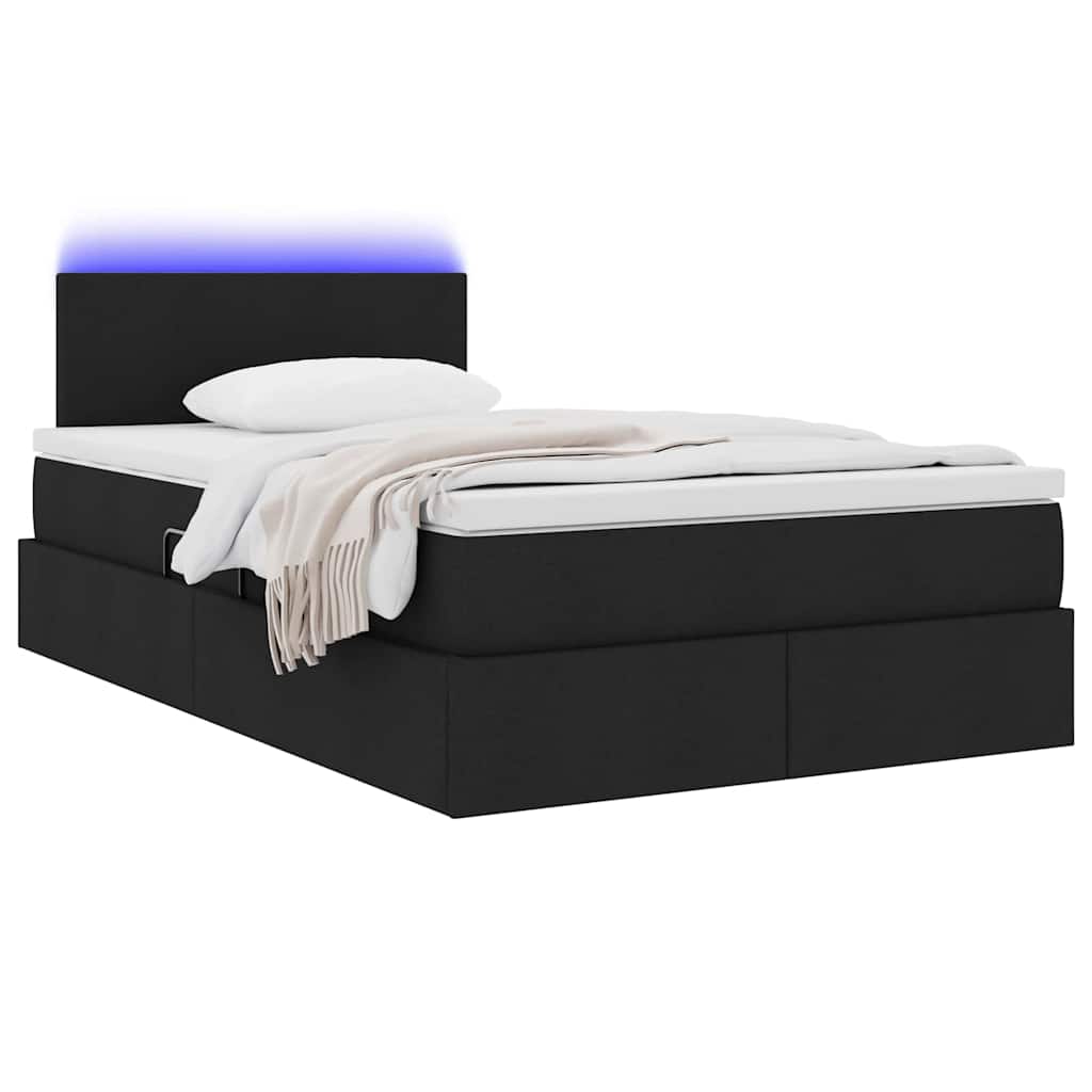 Letto con contenitore LED e materasso Nero 120 x 190 cm Tessuto