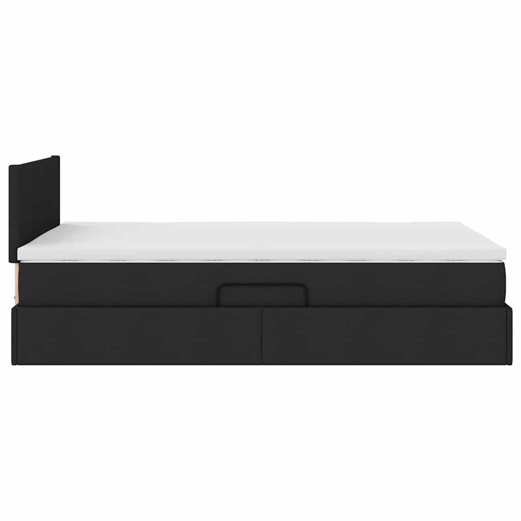 Letto con contenitore e LED con led Nero 120 x 190 cm Tessuto | homemem39