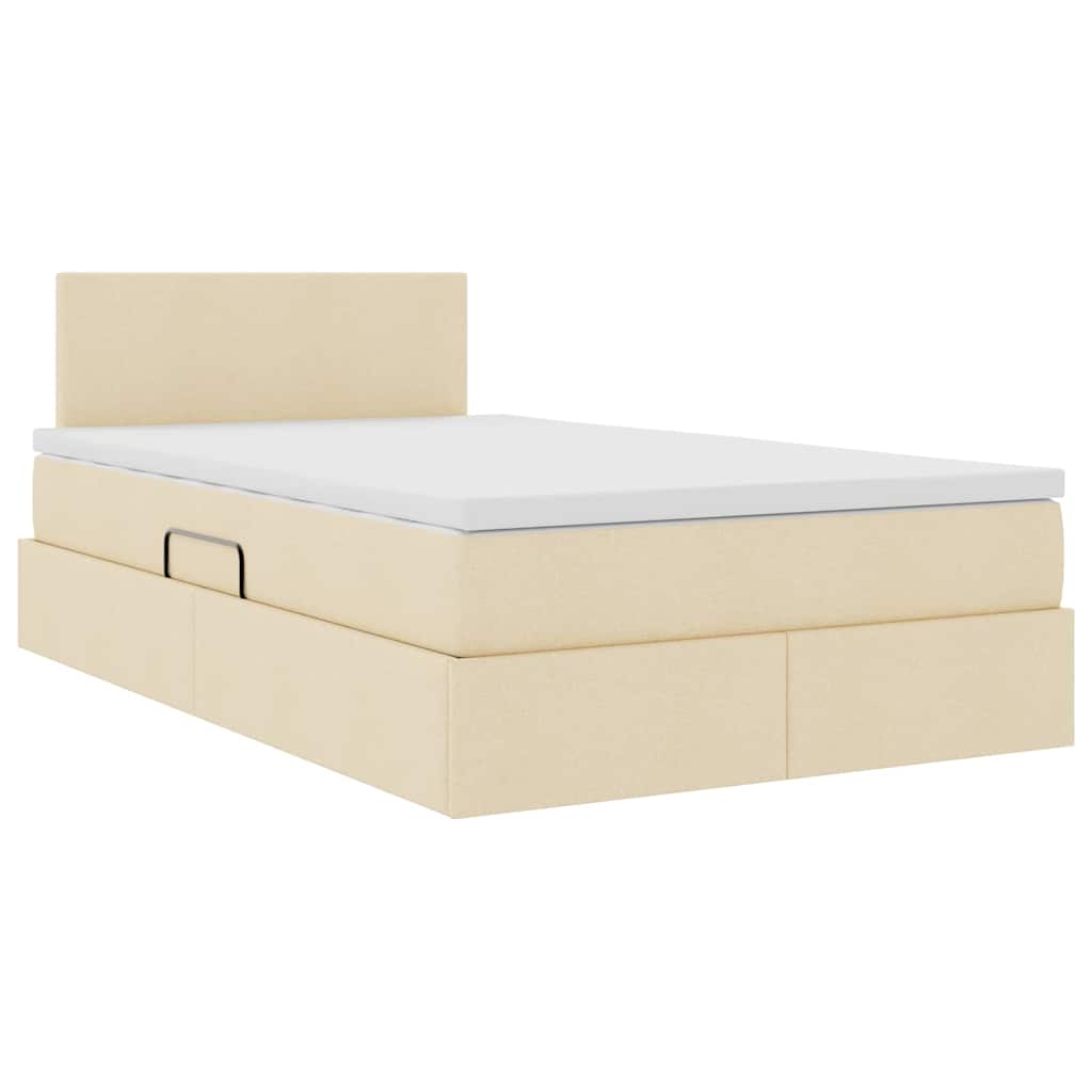 Letto con contenitore e LED con led Crema 120 x 190 cm Tessuto | homemem39