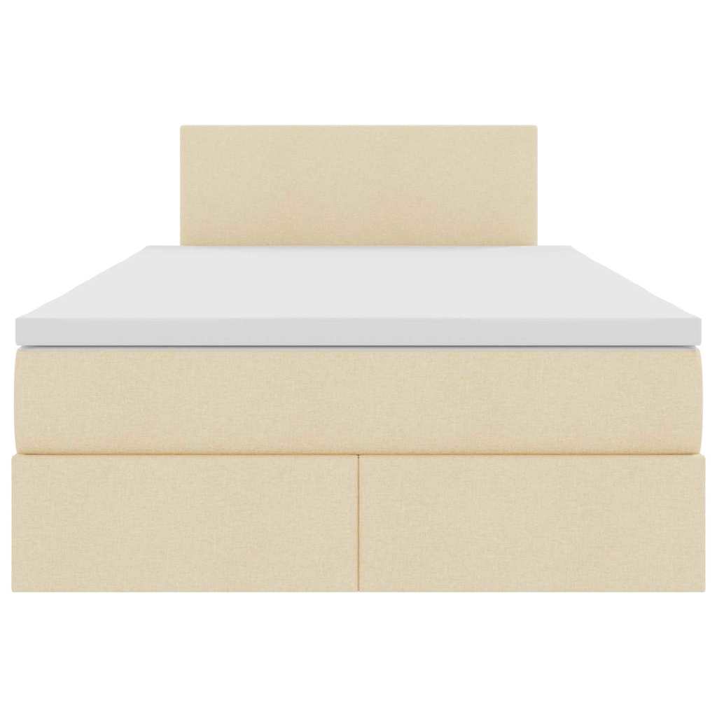 Letto con contenitore e LED con led Crema 120 x 190 cm Tessuto | homemem39