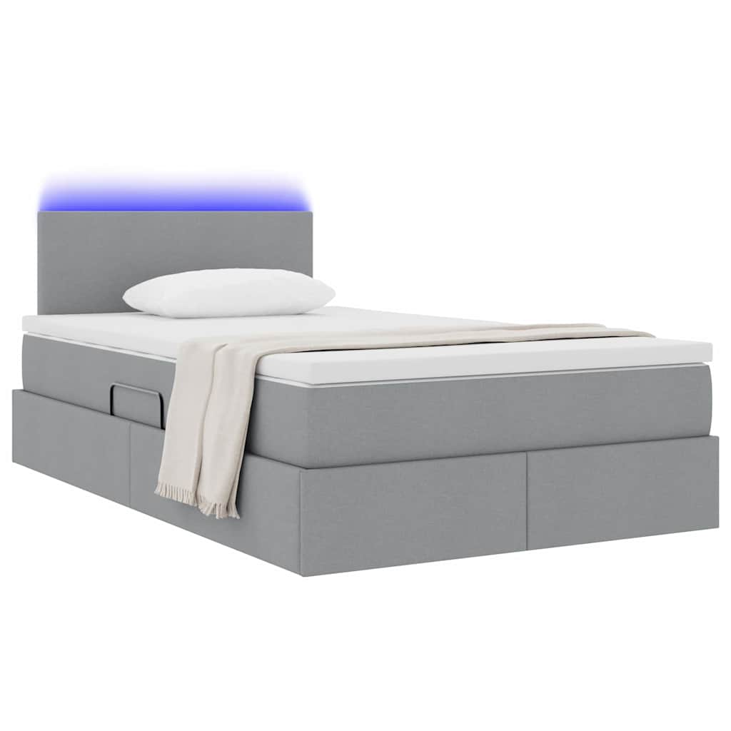 Letto con contenitore LED e materasso Grigio Chiaro