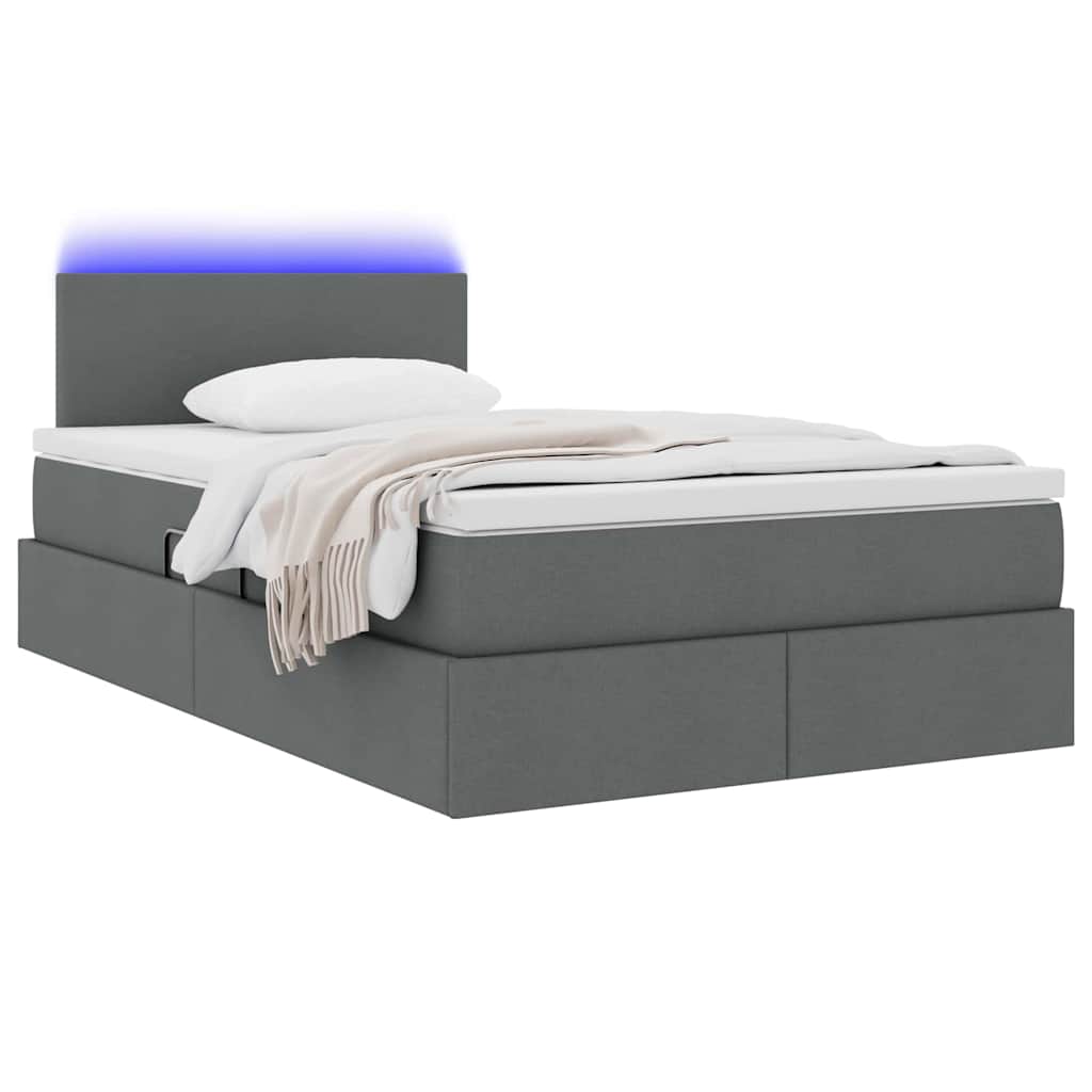 Letto con contenitore e LED Grigio scuro 120 x 200 cm