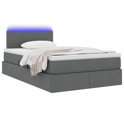 Letto con contenitore e LED Grigio scuro 120 x 200 cm