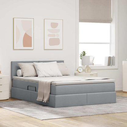 Letto con contenitore e LED Grigio chiaro 140 x 190 cm Tessuto | homemem39