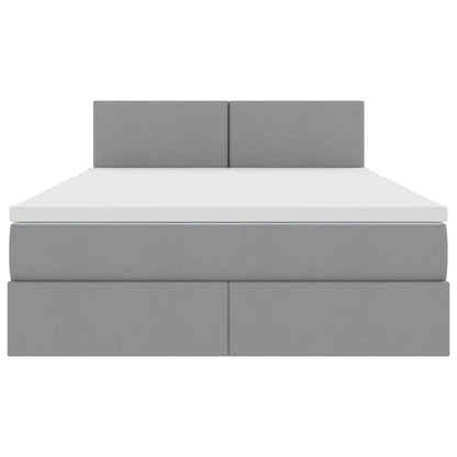 Letto con contenitore e LED Grigio chiaro 140 x 190 cm Tessuto | homemem39