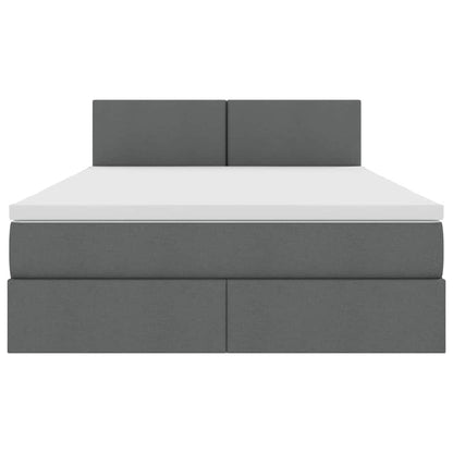 Letto con contenitore e LED Grigio scuro 140 x 190 cm