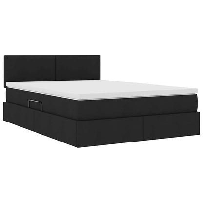 Letto con contenitore e LED Nero 140 x 190 cm Poliestere