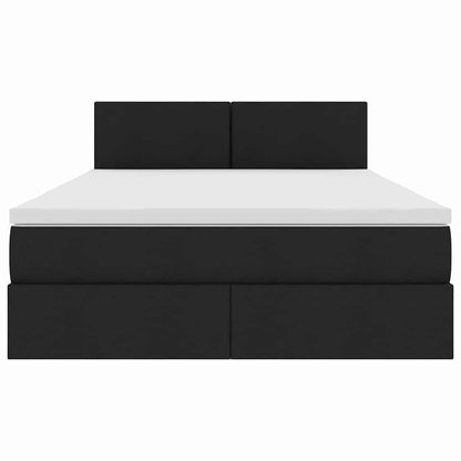 Letto con contenitore e LED Nero 140 x 190 cm Poliestere